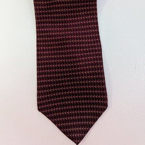 NEO Bill Blass Men's Burgundy Geometric Print Silk Tie.